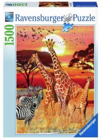 puzzle  Ravensburger 1500 dílků - Západ slunce v Africe 