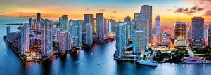 Puzzle TREFL 1000 dílků - panorama - Miami za soumraku 29027