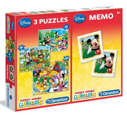 Puzzle Clementoni 2x20 + 100 dílků + Memos ( pexeso ) - Mickey Mouse 07808