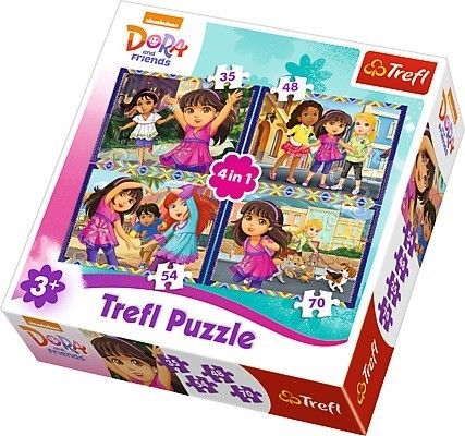 35, 48, 54 a 70 dílků - 4v1 Dora - puzzle Trefl 34265