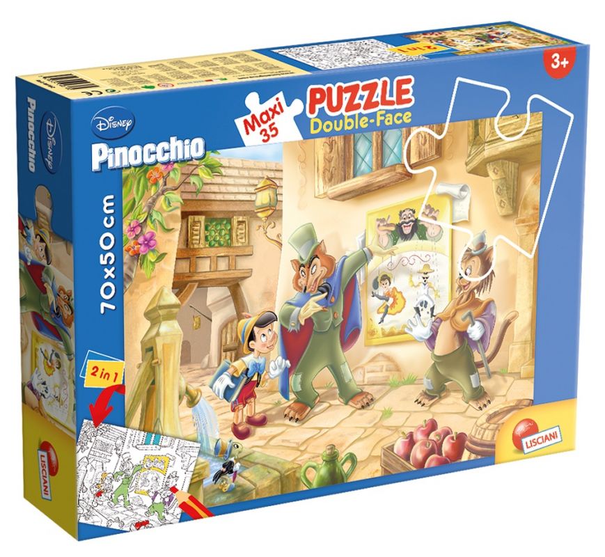 Puzzle Lisciani 35 dílků MAXI - oboustranné - Pinocchio 48182 Lisciangiochi