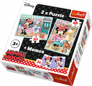 Puzzle Trefl 30 + 48 dílků + hra Memos ( pexeso ) Minnie 90605