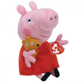 TY Beanie Babies - Peppa Pig - prasátko Pepina  s medvídkem -  15 cm plyšák - plyšová hračka