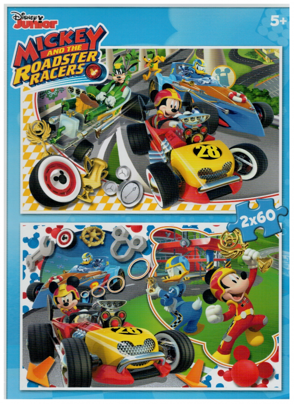 Puzzle Clementoni 2 x 60 dílků - Mickey Mouse - závodníci 07130