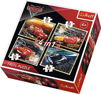 Puzzle Trefl 4v1 - 35, 48, 54 a 70 dílků CARS 3 - 34276