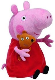 TY Beanie Babies - Peppa Pig - prasátko Pepina - Peppa s medvídkem 28 cm plyšák  - plyšová hračka