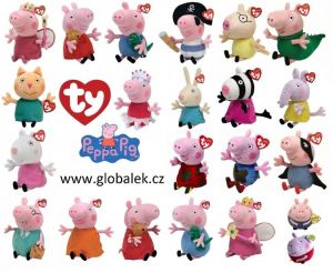 TY Beanie Babies - Peppa Pig - prasátko Pepina - Tomík superhrdina - 28 cm plyšák - plyšová hračka