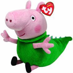 TY Beanie Babies - Peppa Pig - prasátko Pepina - Tom v oblečku dinosaura - 15 cm plyšák - plyšová hračka