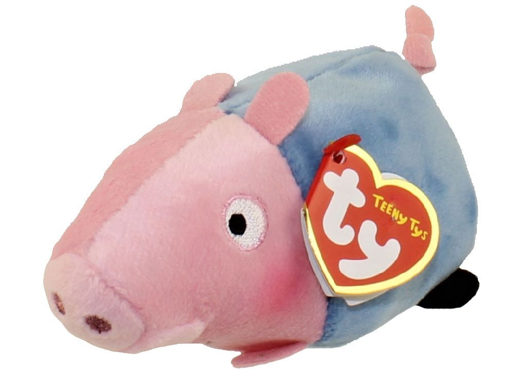 TY Teeny Tys - Peppa Pig - prasátko Pepina - Tomík ležící - 10 cm plyšák - plyšová hračka