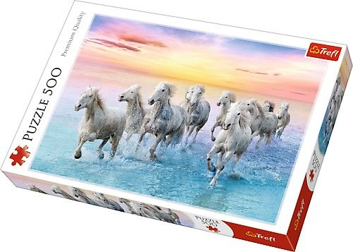 TREFL Puzzle 500 dílků - Bílí koně v běhu 37289