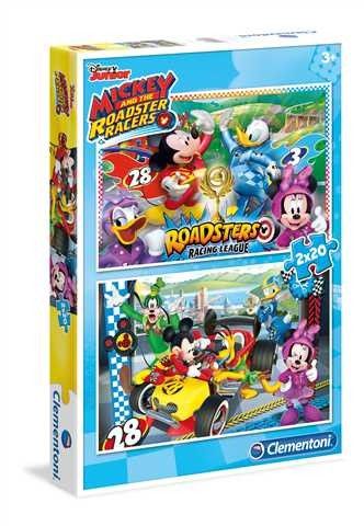 Puzzle Clementoni 2 x 20 dílků - Mickey Mouse - závodníci - 07034
