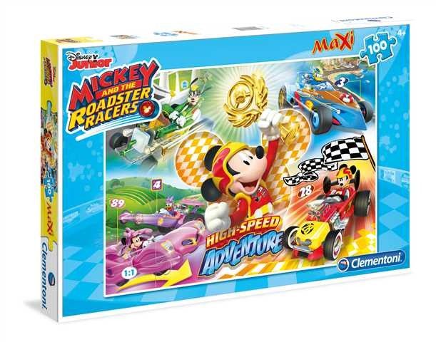Puzzle Clementoni MAXI - 100 dílků - Mickey - závodníci 07535