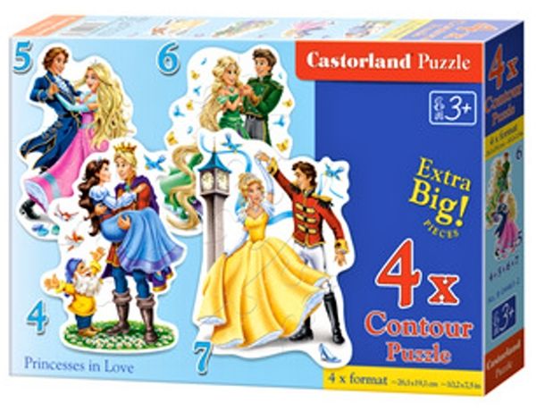 Puzzle Castorland 4v1 = 4-7 dílků Zamilované princezny 04461