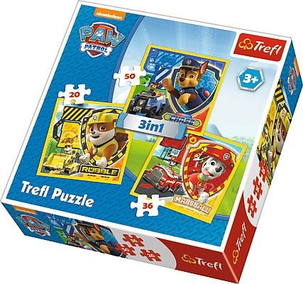 Puzzle Trefl 3v1 - 20 , 36 a 50 dílků - Paw Patrol - Tlapková patrola - 34839