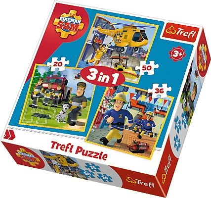 Puzzle Trefl 3v1 - 20 , 36 a 50 dílků - Požárník Sam - 34844