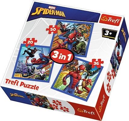 Puzzle Trefl 3v1 - 20 , 36 a 50 dílků - Spiderman - pavoučí síla - 34841