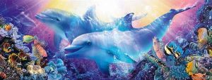 1000 dílků  panorama - Delfíni -   puzzle Ravensburger  