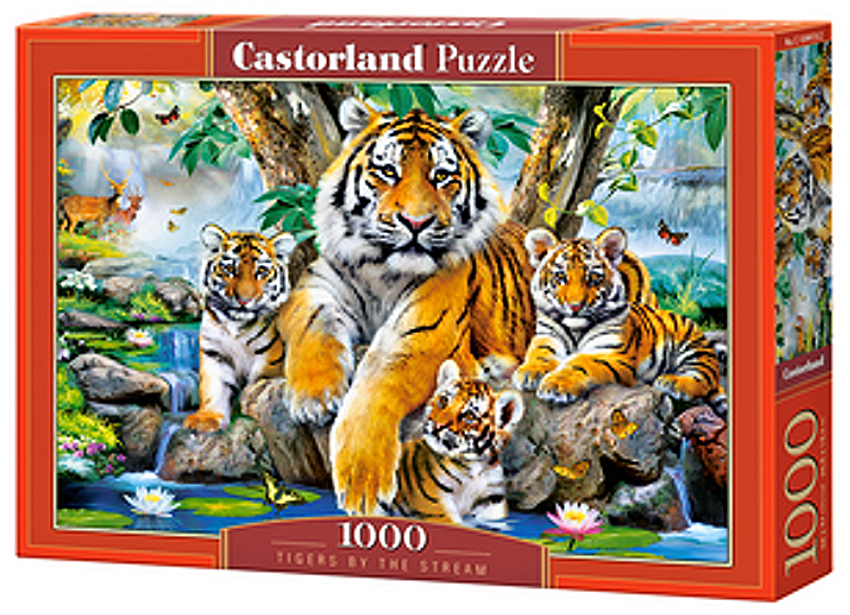 Puzzle Castorland 1000 dílků - Tygří rodinka u potoka 104413