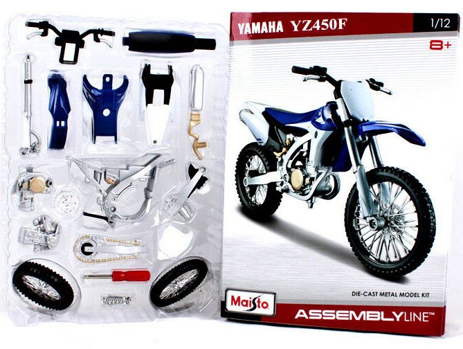 Maisto motorka 1:12 Kit - Yamaha YZ 450 F modrá