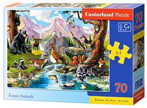 Puzzle Castorland 70 dílků premium  - Lesní zvířata u potoka 070091