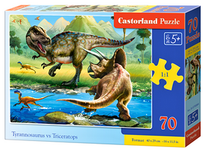 Puzzle Castorland 70 dílků premium - Tyrannosaurur vs Triceratops 070084