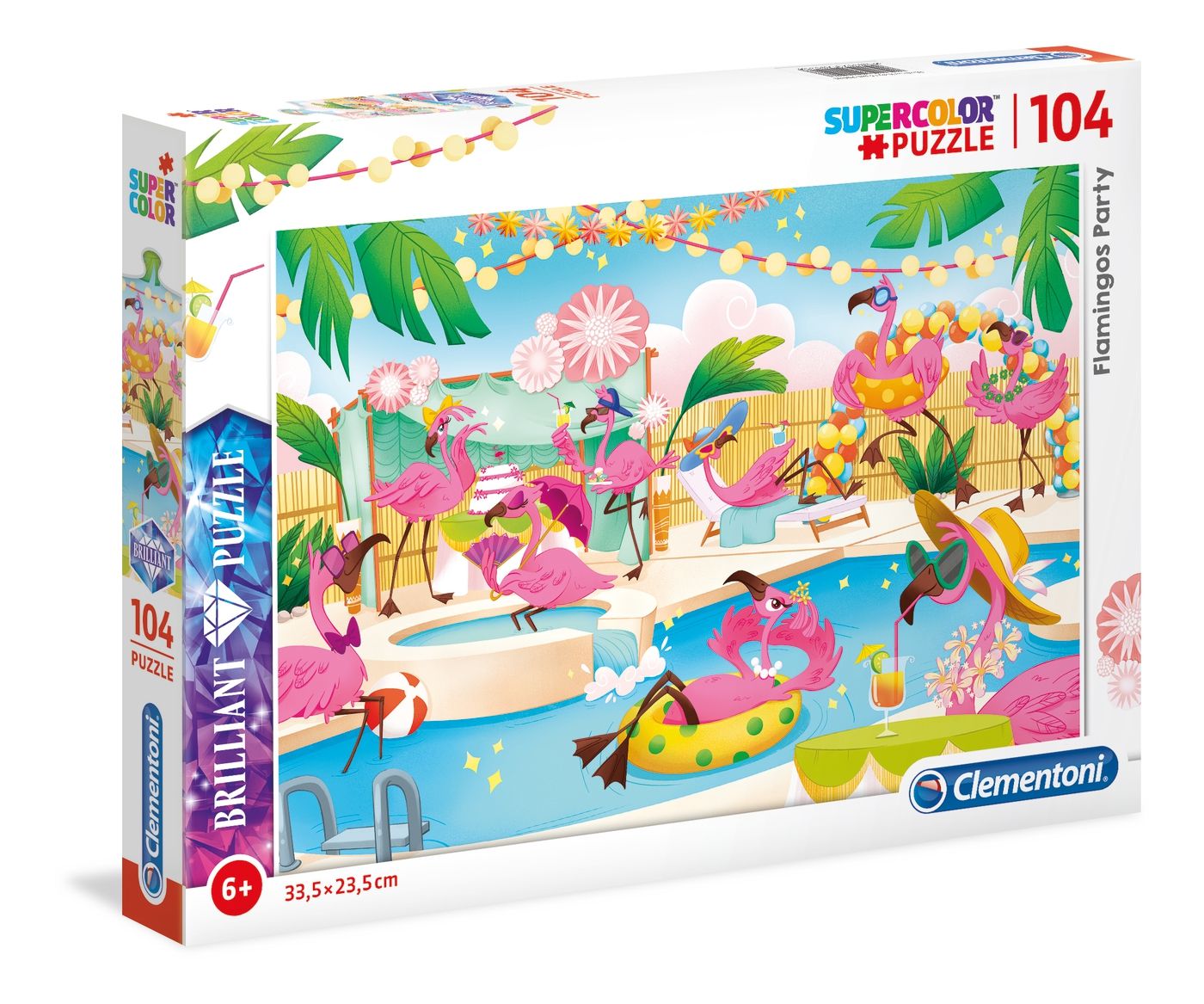 Puzzle Clementoni - 104 dílků Briliant - Flamingos - plameňáci 20151