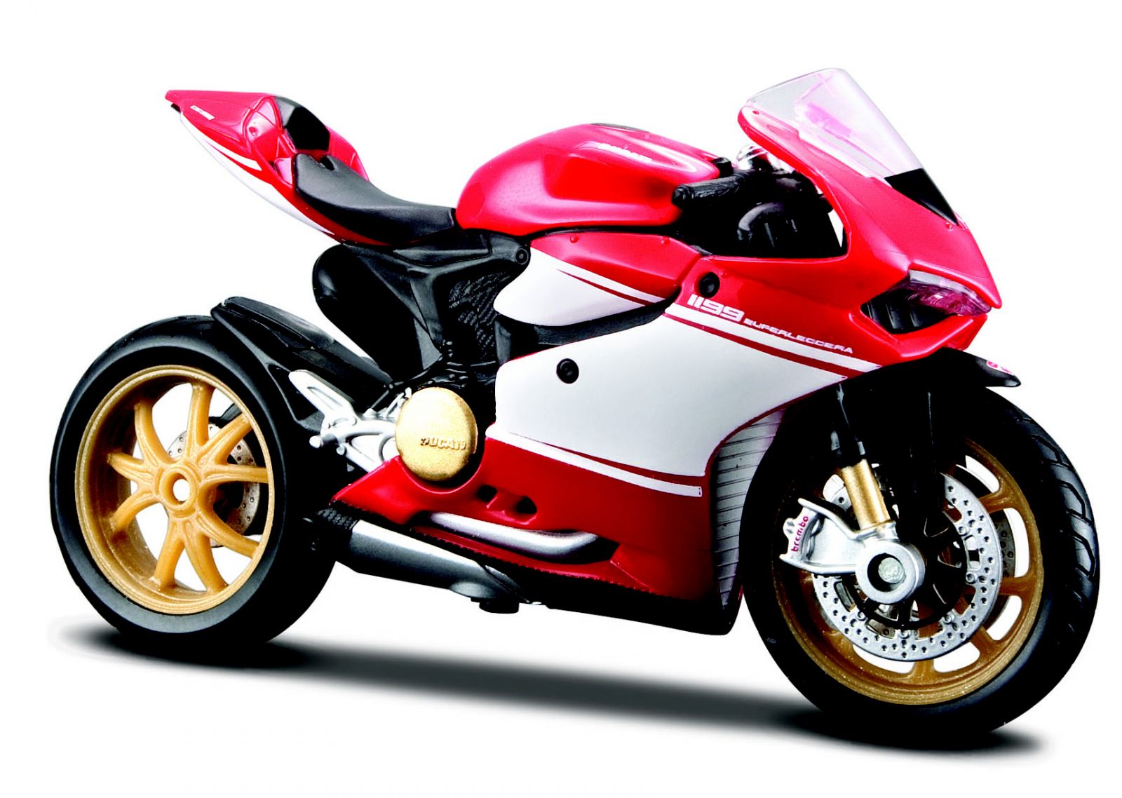 Maisto motorka na stojánku - Ducati 1199 Superleggera 1:18 červeno bílá