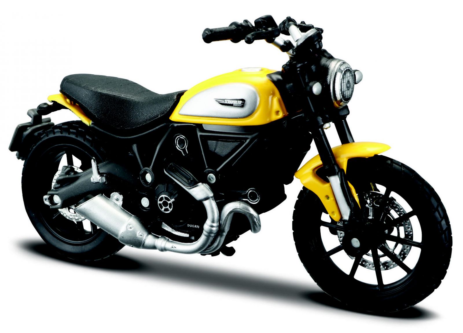 Maisto motorka na stojánku - Ducati Scrambler Icon 1:18 žlutá