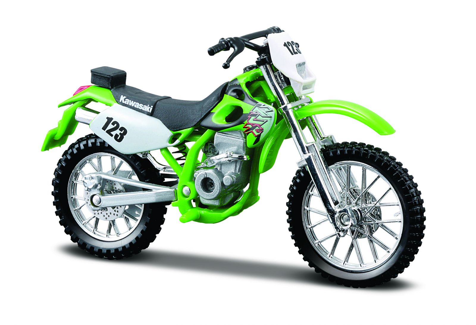 Maisto motorka na stojánku - Kawasaki KLX 250SR 1:18 zelená