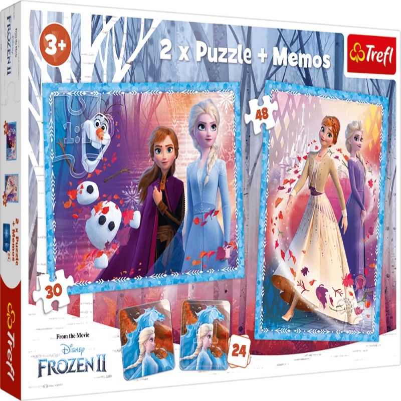 Puzzle Trefl 30 + 48 dílků + hra Memos ( pexeso ) Frozen II 90814