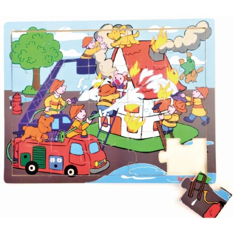 Dřěvěné puzzle Brimarex - Top Bright - 20 dílků - hasiči 30 x 22 cm Playme - Brimarex