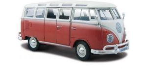 Maisto  1:25 Volkswagen Van Samba  - bílo - červená  barva 