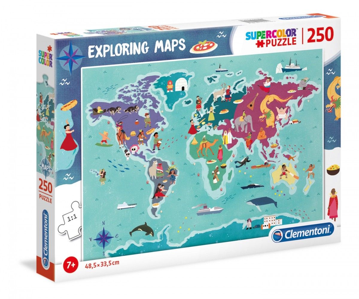 Puzzle Clementoni 250 dílků - mapa světa 29064