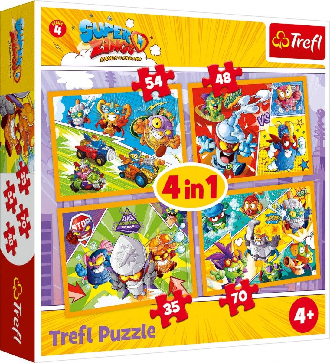 puzzle Trefl 35, 48, 54 a 70 dílků - 4v1 - Super Zings 34343