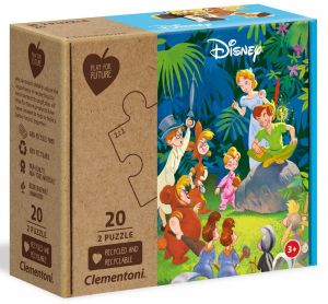 Puzzle Clementoni  2x20 dílků  -  Petr Pan a Kniha džunglí  24774 - obal !!!