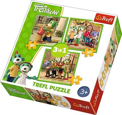 Puzzle Trefl 3v1 - 20, 36 a 50 dílků - Treflíci 34838