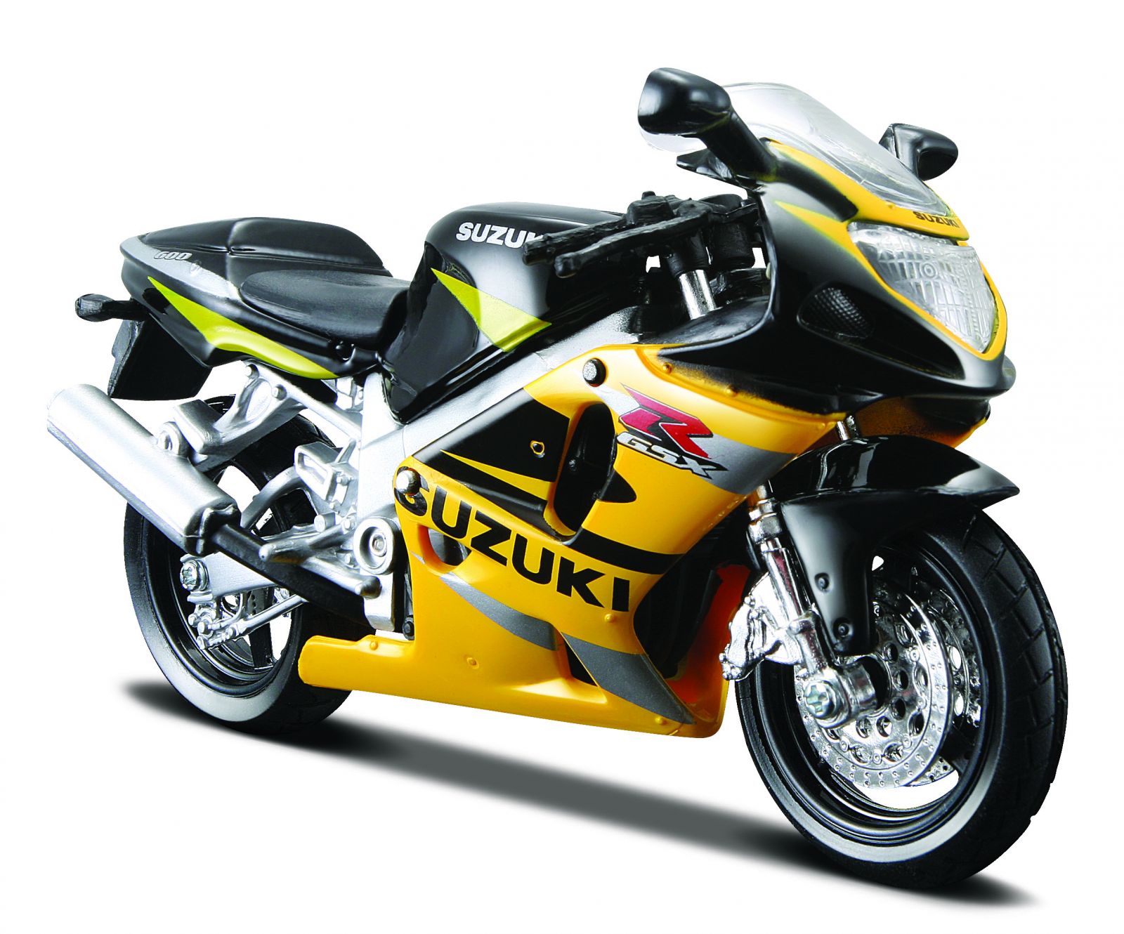 Maisto motorka na stojánku - Suzuki GSX-R 600 1:18 žlutá