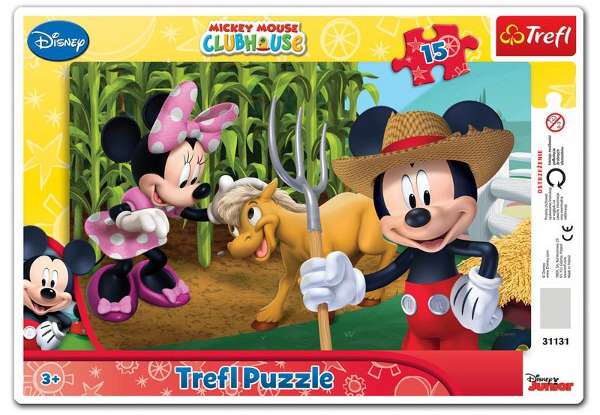 15 dílků Mickey a Minnie Mouse - puzzle v rámečku ( rámkové ) puzzle Trefl 31131
