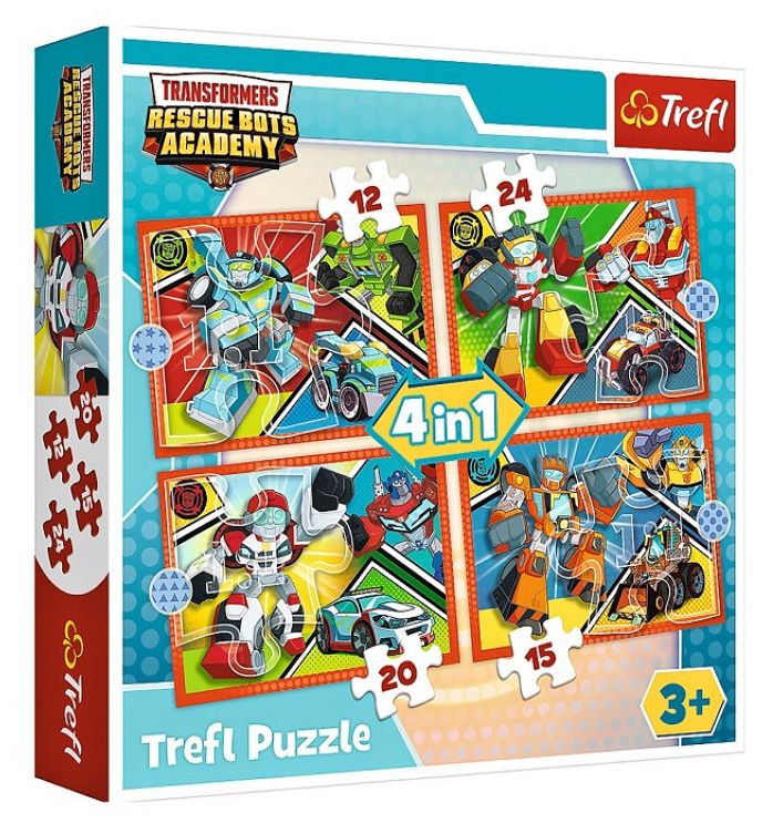 12 , 15 , 20 a 24 dílků - 4v1 Transformers - puzzle Trefl 34352