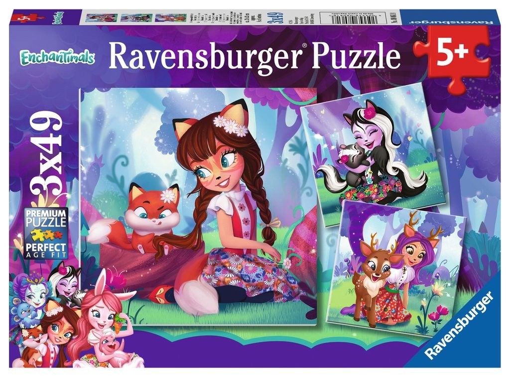 Puzzle Ravensburger 3 x 49 dílků - Enchantimals 080618
