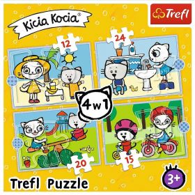 12, 15, 20 a 24 dílků - 4v1 Kicia Kocia - puzzle Trefl 34372