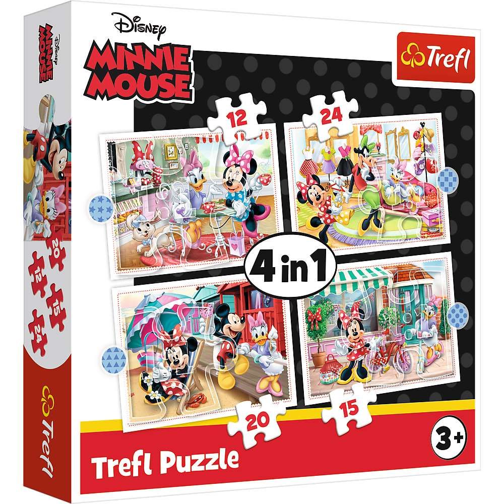 12, 15, 20 a 24 dílků - 4v1 Minnie a kamarádi - puzzle Trefl 34355