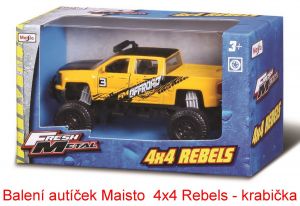 Auto Maisto - 4 x 4 Rebels - krabička - Chevrolet Silverado 1999 - černo-bílá barva