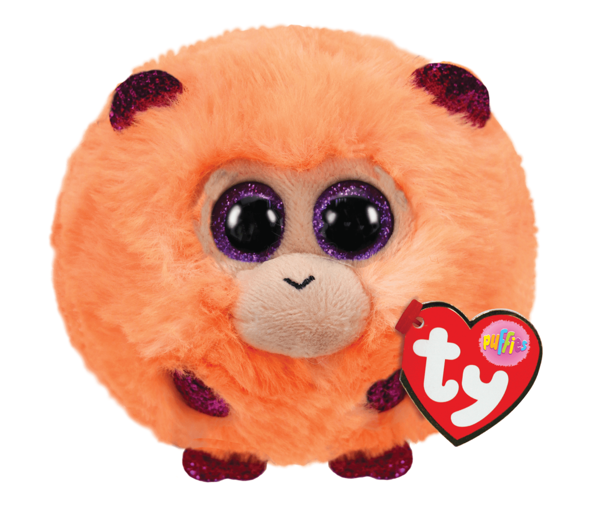 Plyšák TY - Puffies - plyšová zvířátka ve tvaru kuličky - oranžová opička Coconut 10 cm 42514