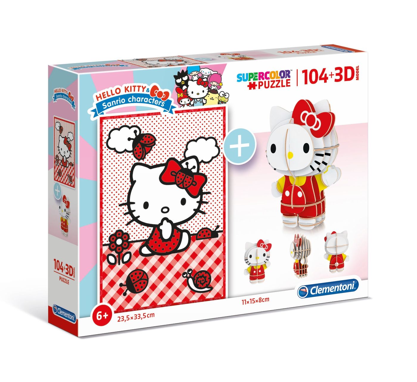 Clementoni puzzle 104 dílků + 3D figurka - Hello Kitty 20171
