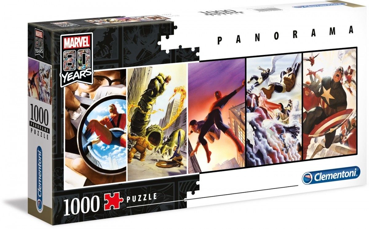 Puzzle Clementoni 1000 dílků panorama - Marvel koláž 39611