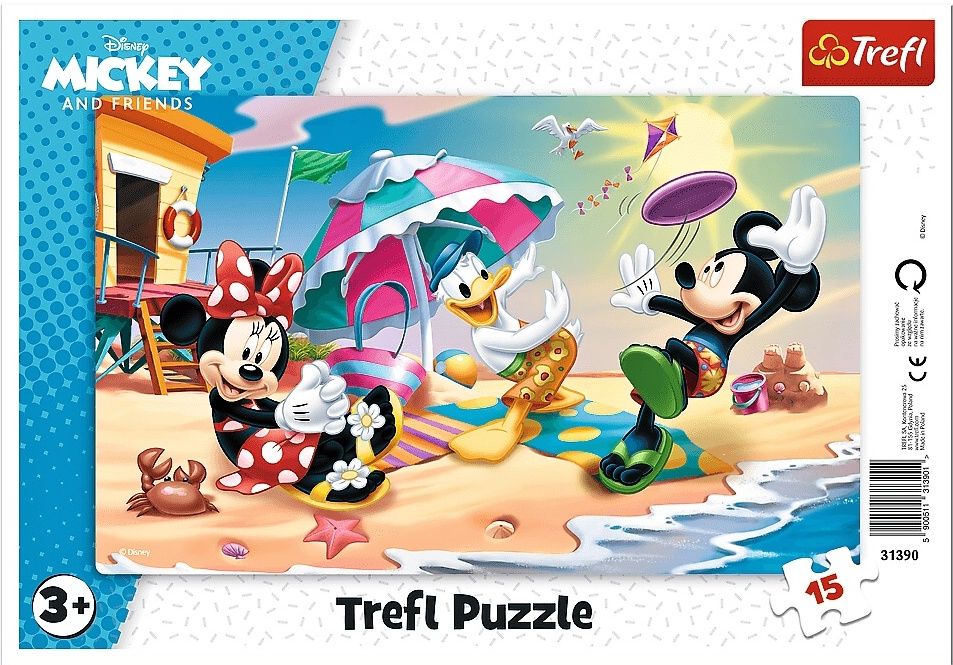 Deskové puzzle Trefl 15 dílků - 31390 Mickey na pláži