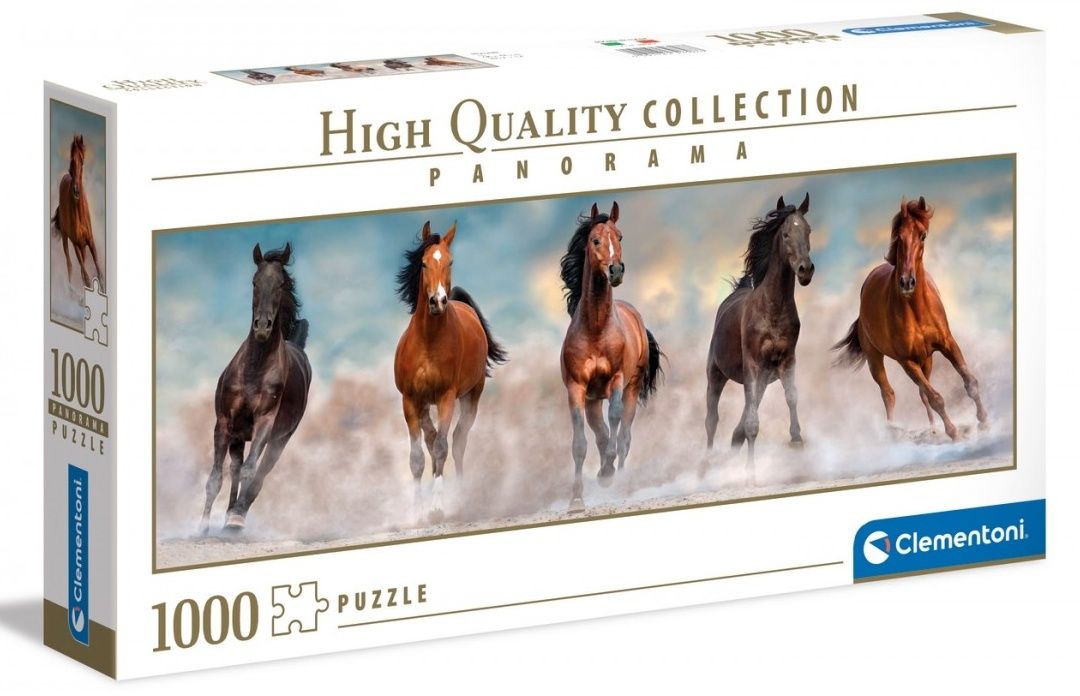 Puzzle Clementoni 1000 dílků panorama - běžící koně 39607