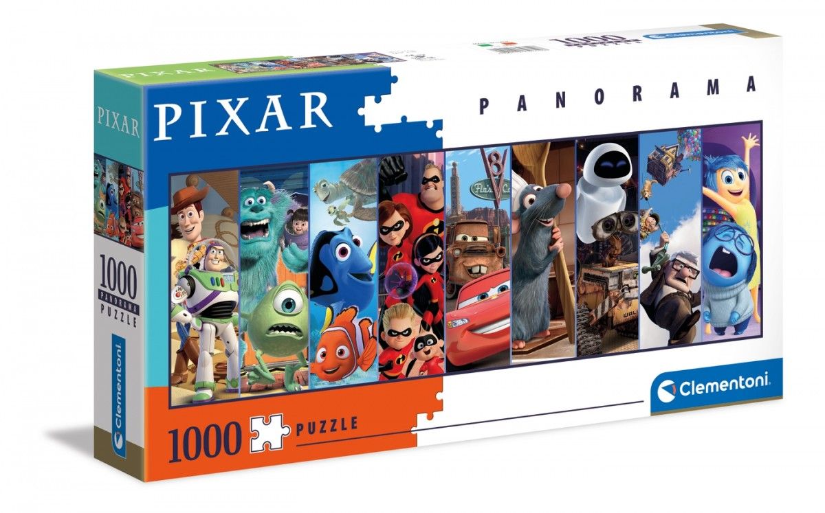 Puzzle Clementoni 1000 dílků panorama - Pixar koláž 39610