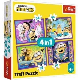 Trefl Puzzle 34345  - Mimoni    4v1 35 48 54 70 dílků   
